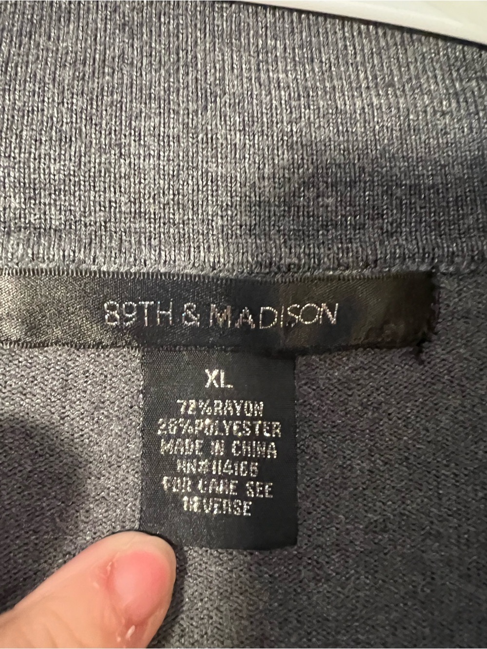 89th & Madison Women's Size XL Open Front Cardigan Sweater Dark Charcoal Gray - Picture 8 of 8
